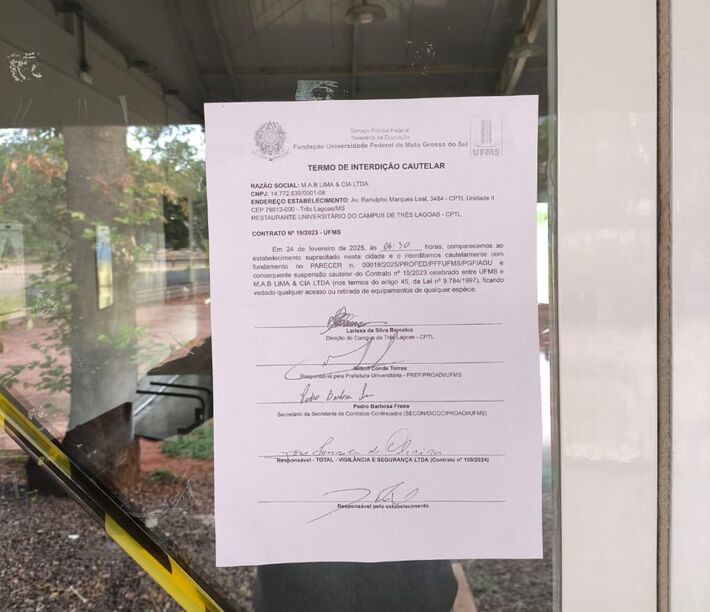 Restaurante universitário foi interditado