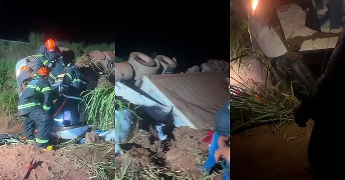 Veículo transportava carga de carne quando ocorreu o acidente. Foto: Reprodução 