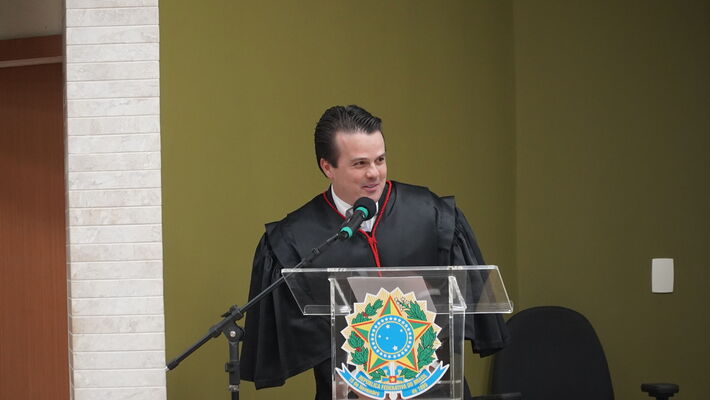 Márcio de Ávila em seu discurso de posse como titular no TRE-MS. 