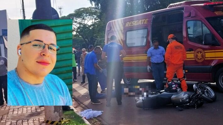 Jovem bateu em um carro e em uma placa