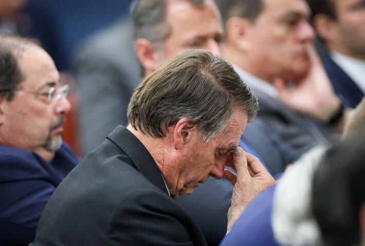 Apontado como líder da trama golpsita, Jair Messias Bolsonaro é interrogado no STF.  Foto: Gustavo Moreno/STF