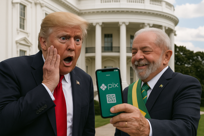 Trump está assustado com o sucesso econômico brasileiro no cenário mundial. Foto: Imagem Gerada por IA (Ilustrativa)