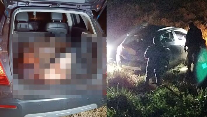Corpo foi encontrado em porta-malas de carro com ferimento grave no pescoço às margens de rodovia em MS  Foto: Divulgação