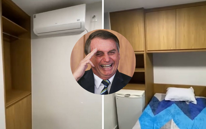 Jair Bolsonaro cumprirá pena por golpe de estado em quarto confortável com ar e outras regalias. Fotos: Reproduções 