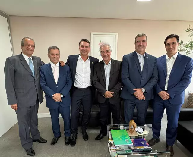 Valdemar Costa Neto, Rogério Marinho, Flávio Bolsonaro, Reinaldo Azambuja, Eduardo Riedel e Rodrigo Perez.