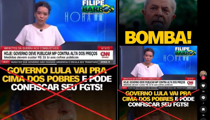 Extrema direita inventa fake sobre FGTS para atacar Lula. Prints do vídeo que circula com as mentiras