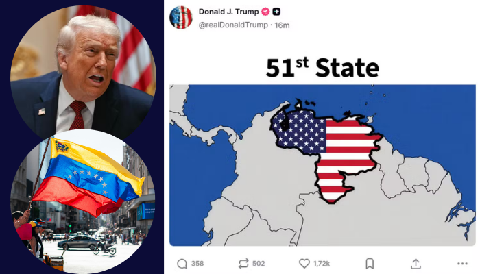 Trump posta mapa com a Venezuela sendo o 51&ordm; estado dos EUA  Fotos: Reproduções