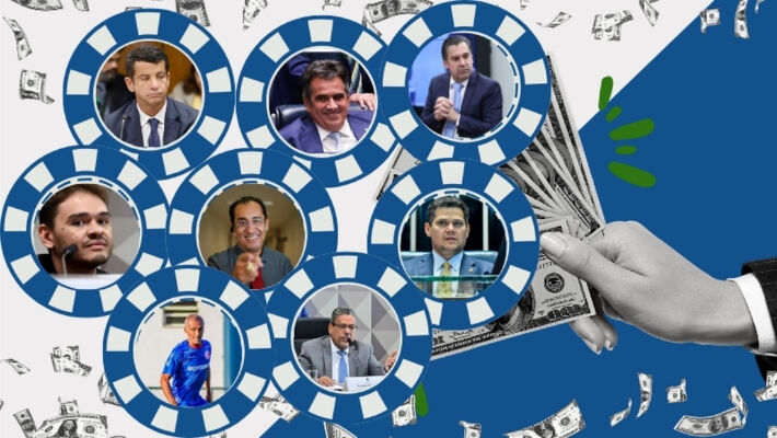 Senadores e deputados federais blindam propostas de cobrança de impostos sobre bets nas Casas Legislativas do Brasil. Fotos: Câmara, Senado e reproduções. Arte: MS Notícias