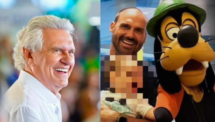 Caiado faz sua única contribuição a política brasileira chamando Eduardo Bolsonaro de 'Pateta'. Fotos: Reprodução