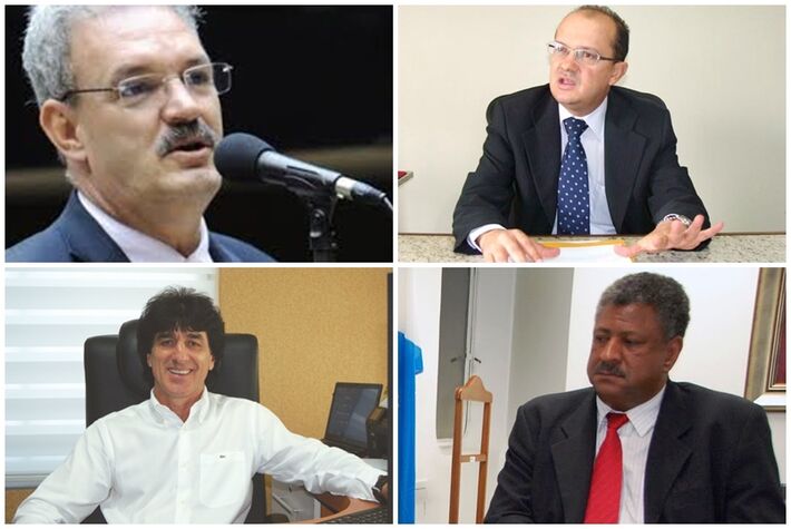  De cima para baixo e da esquerda para direita: Geraldo Rezende (PMDB), José Carlos Barbosa, presidente da Sanesul, Adão Parizotto, empresário de Dourados e João Grandão (PT)