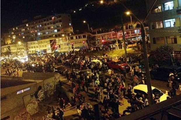  Morador registra evacuação da cidade de Antofagasta, ao norte de Santiago.<br />Foto: Javieira Mora Araya