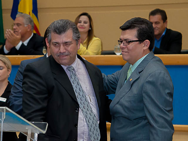  Cezar Afonso e prefeito de Campo Grande Gilmar Olarte, ambos do PP<br />Foto: Marcelo Calazans