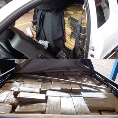 A droga era transportada a granel, nos meios policiais chamado de “cavalo doido” no interior do Saveiro CROSS.<br />Fotos: Assessoria