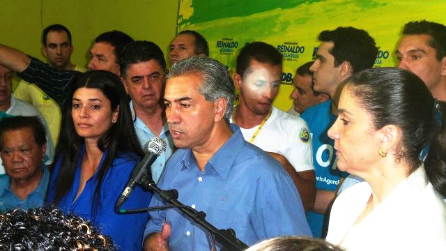  Reinaldo Azambuja (PSDB) faz seu primeiro pronunciamento após a conclusão de apuração das urnas<br />Foto: Heloísa Lanzarini