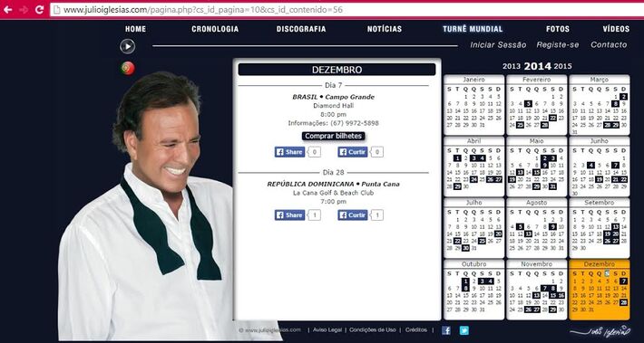  A nova data pode ser conferida no site do cantor<br />Foto: Divulgação/Site