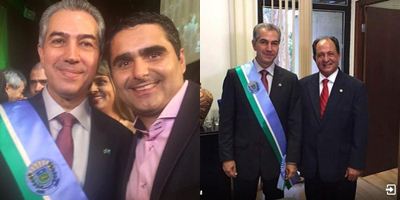  Reinaldo Azambuja com vereador Herculano Borges (SD) e deputado estadual Zé Teixeira<br />Foto: Facebook