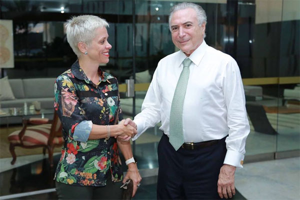 Presidente Michel Temer e sua nova Ministra do Trabalho Cristina Brasil.