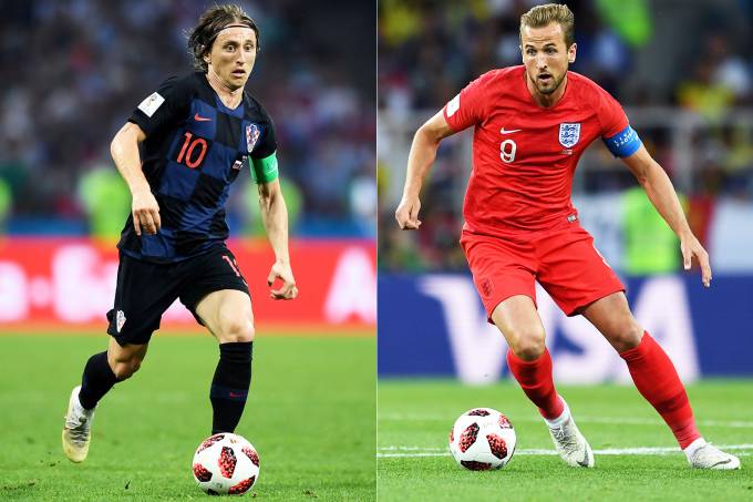 Luka Modric e Harry Kane: os craques das seleções croata e inglesa .