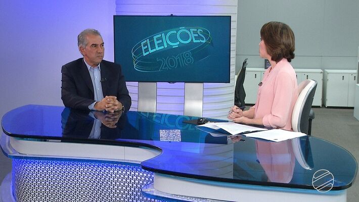Candidato a reeleição Reinaldo Azambuja (PSDB) foi entrevistado no MS2 desta terça-feira pela jornalista Lucimar Lescano