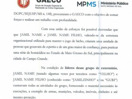 Trecho do pedido de prisão feito pelo Gaeco para suspeitos de integrar organização criminos