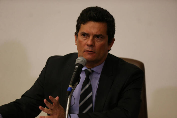 O ministro da Justiça, Sergio Moro, ao anunciar sua demissão do governo Bolsonaro