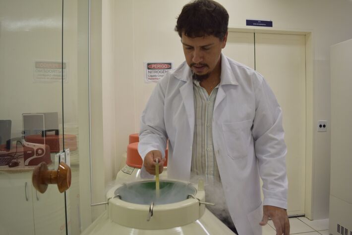 Pesquisador em bioquímica, Octávio Luiz Franco, durante testes em laboratório