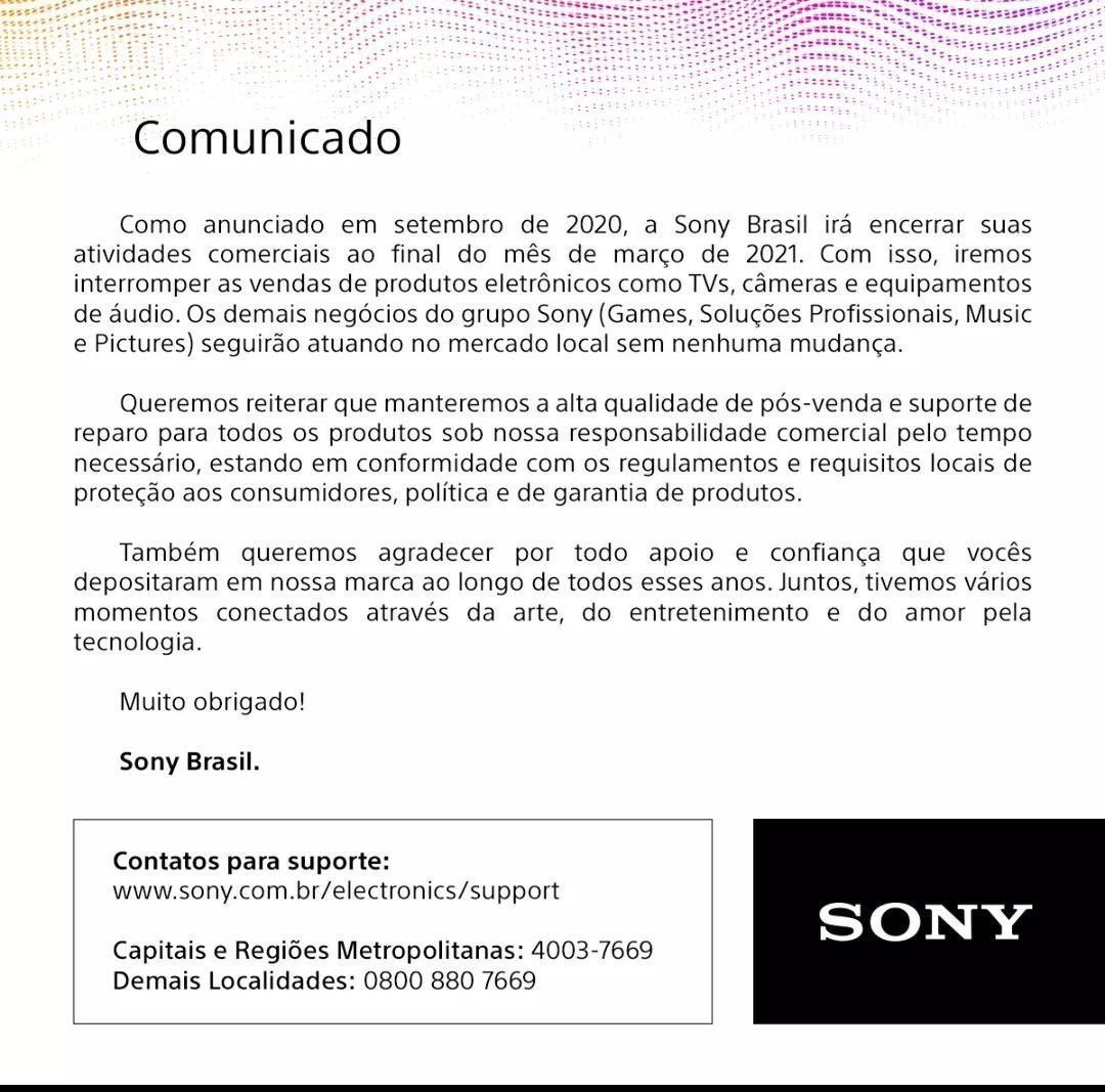 Sony confirma saída do Brasil 