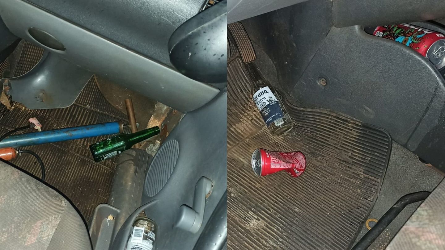 Recipientes de bebidas achados pela polícia no interior do Montana.