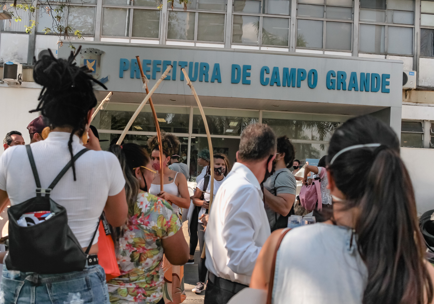 Manifestantes foram at&eacute; a prefeitura. Foto: Tero Queiroz