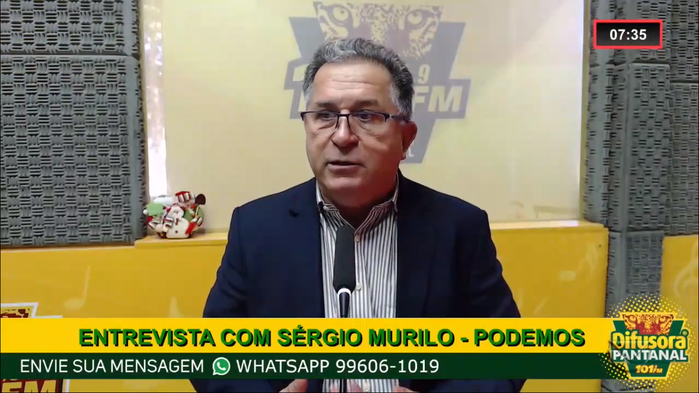 Entrevista de Sérgio Murilo - PODEMOS ao Programa Boca do Povo - 09/12/2021. Foto: Difusora Pantanal