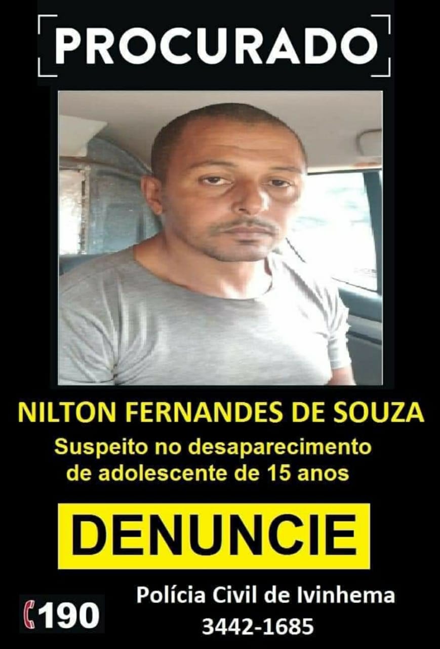A polícia divulgou a foto de  Nilton, suspeito do assassinato de Vitória em Ivinhema. Foto: Reprodução 