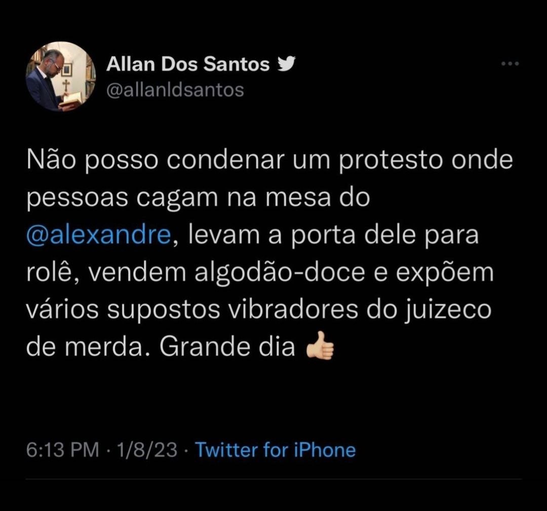 Suposto perfil de Allan do Santos faz publicações na rede social brasileira. Foto: Reprodução