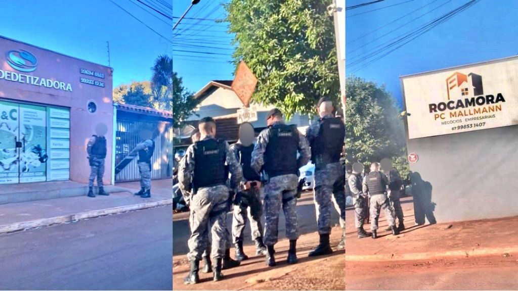 Policiais próximos as empresas alvos de operação Tromper do Gaeco. (Foto: Região News)