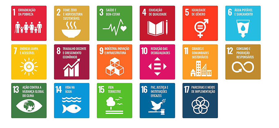 Quadro ilustrativo dos Objetivos de Desenvolvimento Sustentável da ONU.