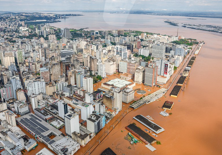 Imagem área de áreas de Canoas (RS), outra cidade afetada pelas fortes chuvas no Rio Grande do Sul. Foto: Ricardo Stuckert/PR