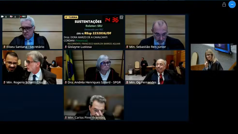 113 Sul: Sessão da Sexta Turma do STJ julga pedido de soltura de Francisco Mairlon  Foto: STJ/Reprodução