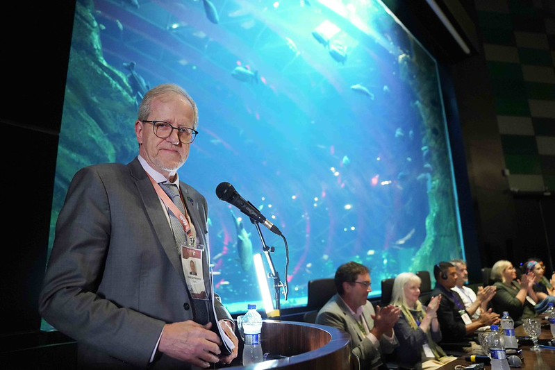 24.03.2026 - COP15 - Lan&ccedil;amento da Avalia&ccedil;&atilde;o Global dos Peixes Migrat&oacute;rios de &Aacute;gua Doce. Discursa Jo&atilde;o Paulo Capobianco (secret&aacute;rio-executivo do MMA e presidente da COP15). Debate no audit&oacute;rio do Bioparque Pantanal. Foto: Rog&eacute;rio Cassimiro/MMA