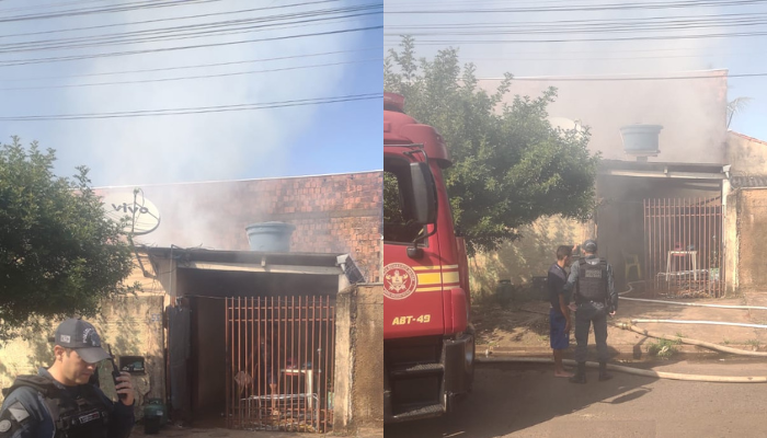 Casa foi atingida por fogo na Rua Cotegipe. Foto: Alexander Morales | MS Not&iacute;cias