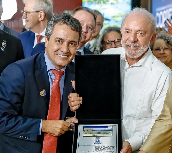 Landmark Rios e o presidente Lula em Campo Grande | Foto: Pedro Roque
